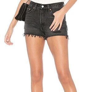 Levi’s 501 Rigid Black Cutoff Shorts Distressed Button Fly Women’s Size 28